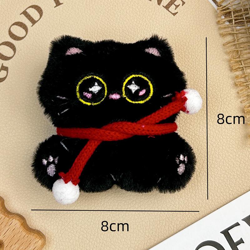 Lovely Black Cat Plush Toys Keychain Kawaii Stuffed Animal Keychain Pendant Creative Backpack Decoration Accessories Gifts