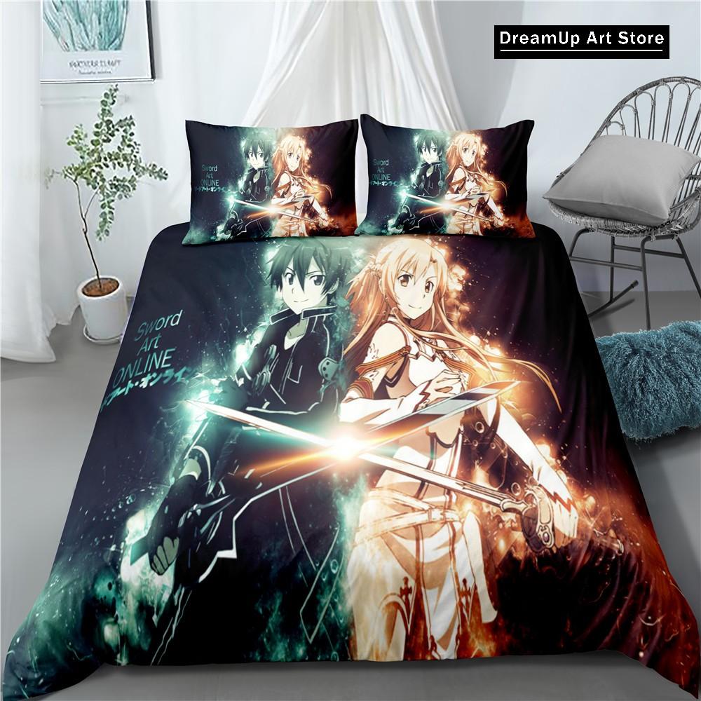 3D Print Fashion Anime Sword Art Online Bedding Set Boys Girls Twin Queen Full Size Duvet Cover Pillowcase Bed Adult Bedroom