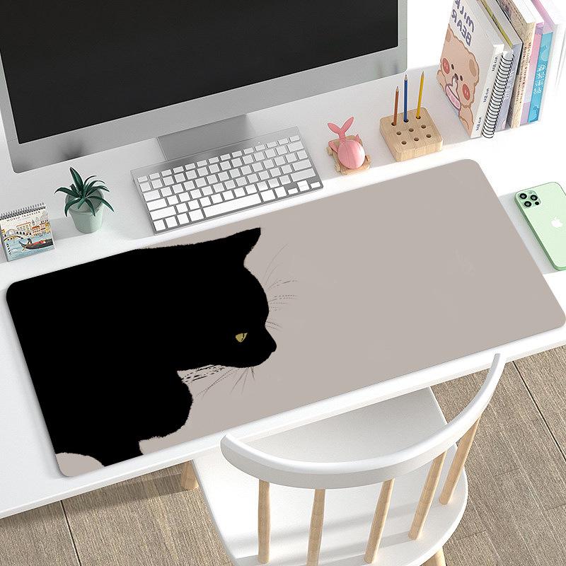 Duża Urocza Czarna Kreskówkowa Podkładka pod Mysz dla Dziewcząt - Podkładka pod Klawiaturę i na Biurko do Gier i Biura