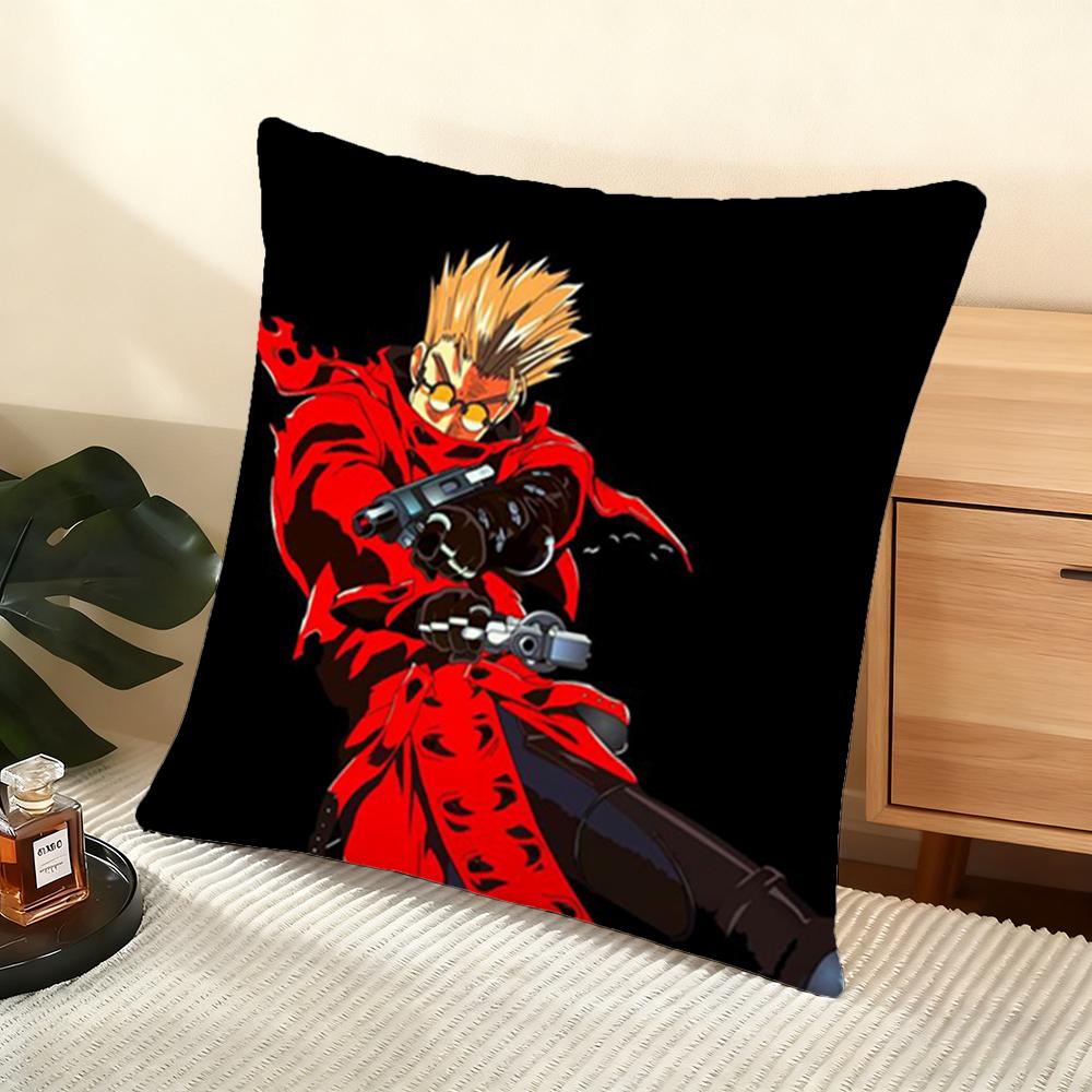 Cool Anime T-Trigun Cushion Cover Soft Short Plush Pillow Cover Smooth Cozy Texture Aesthetic Cushion Case Home Decor