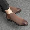Fashion Men High Top Retro Style Chelsea Boots Autumn Leather British Style Boots Luxury Business Casual Dress Ankle Shoes Male Footwear