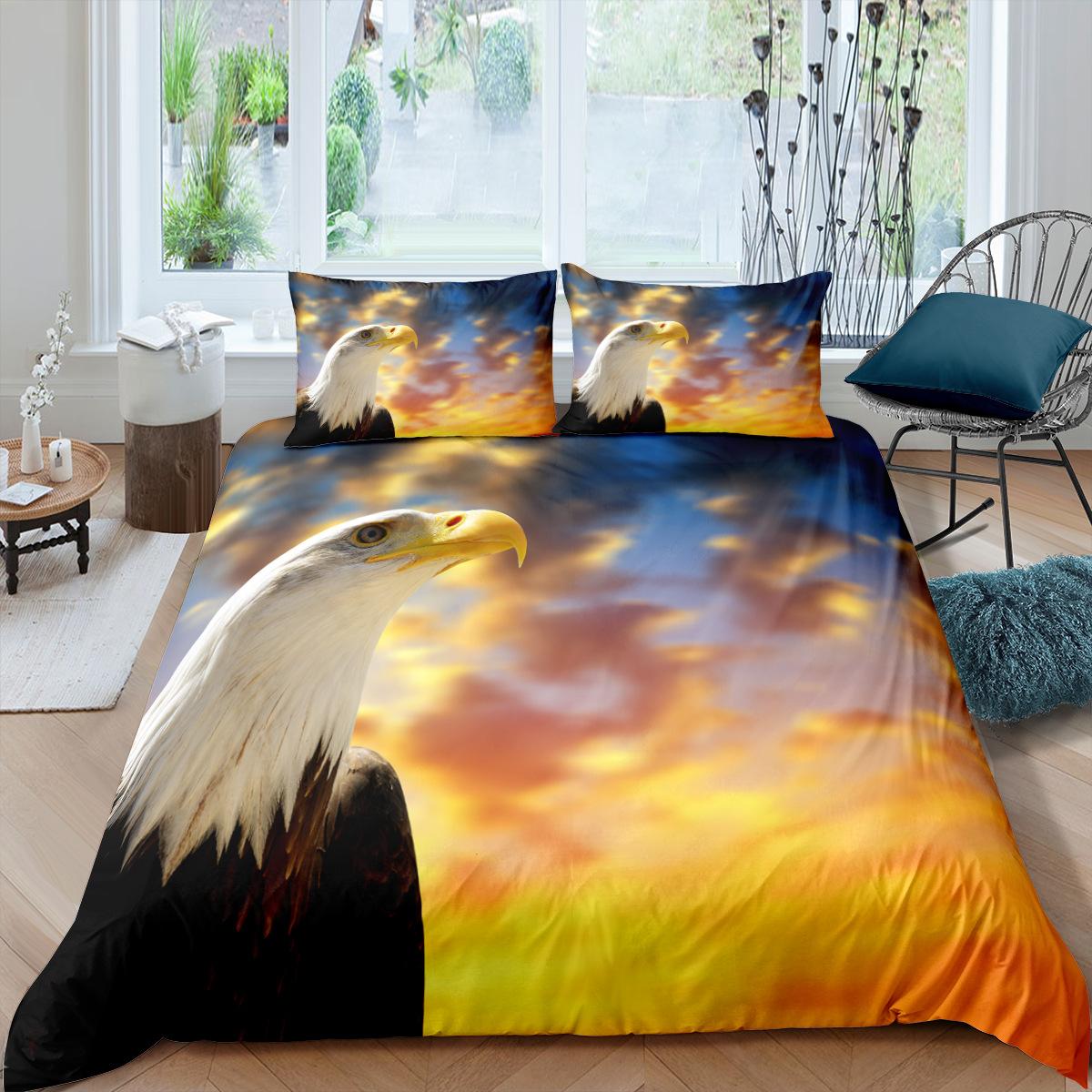 

Eagle Soft Duvet Cover Set King/Quen Sized Dimensions,white Eagle Hunting On The Sea Print Beding Set For Young Boys Man Adult Peoples,featuring 2 100*200cm Single