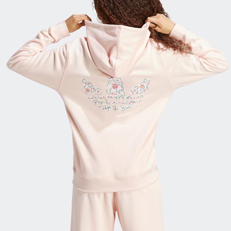 Adidas Originals Sakura Limited Edition Hoodie Floral Print Loose Fit Hooded Sweatshirt Women Hoodies Ice-Crystal-Pink IP3764