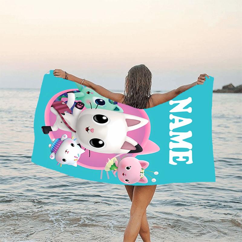1pc Gaby's Bubble House3 Beach Towel with Custom Name, Beach/Swimming/Bath/Picnic/Camping Towel, Suitable for Seaside Beaches
