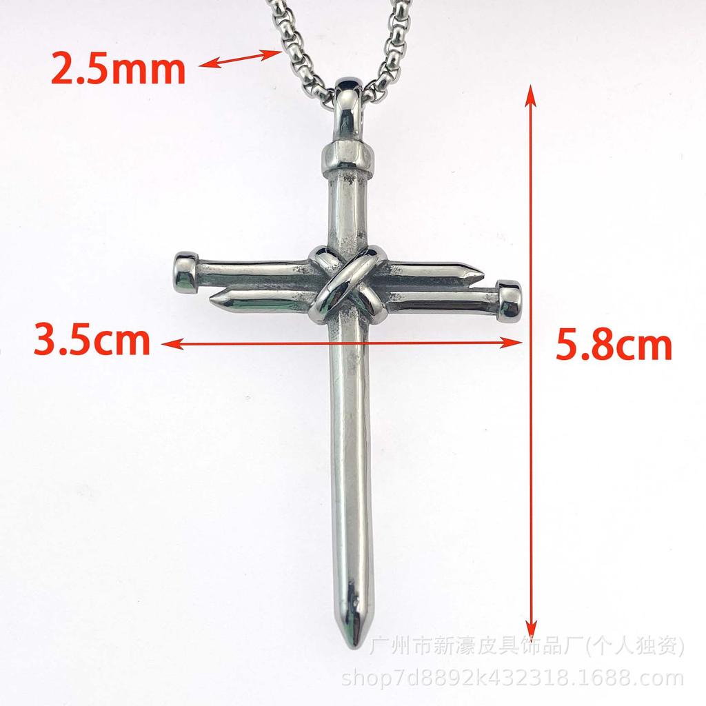 Personalisierte Halskette Schmuck Titanstahl Nagel Kreuz Edelstahl Anhänger Modeaccessoires Anhänger Pulloverkette