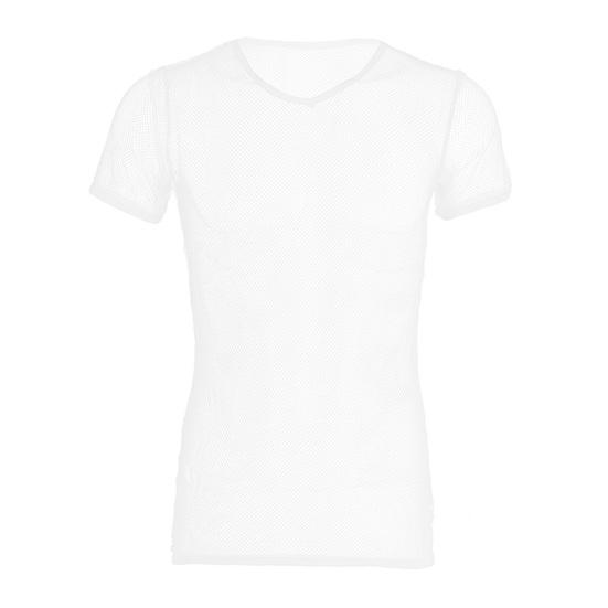 Men V-Neck Color Short Sleeve Hollow Tops Breathable Casual Style Tops