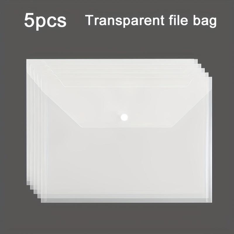 10/5 pcs A4 Transparent Folder File Pouch Poly Stationery Storage File Bag Plastic Documents Filing Organizer Pocket Folders