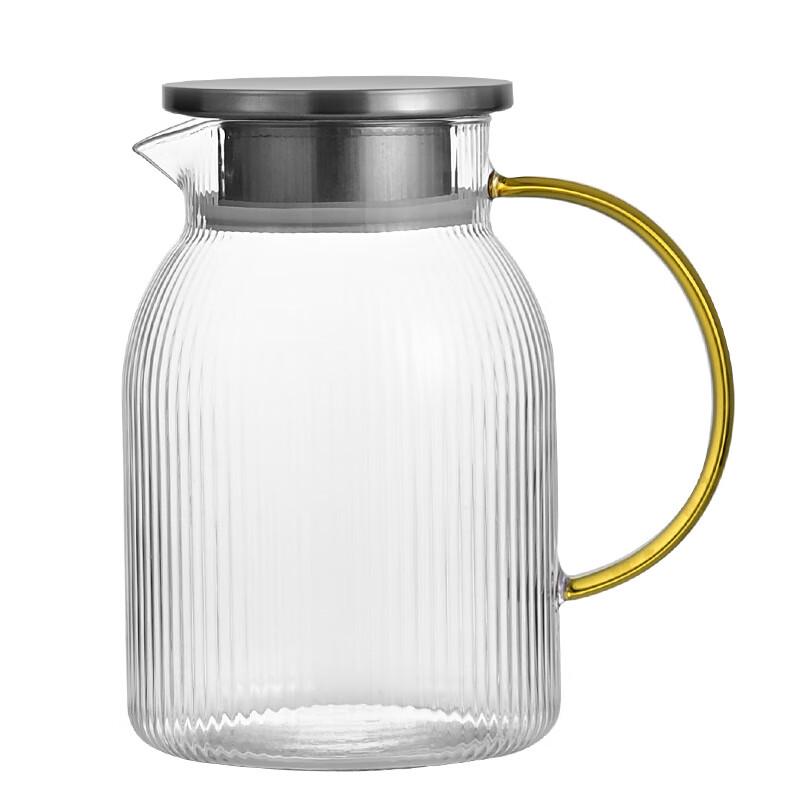 Shangqi Vertical Striped Glass Cold Water Pitcher Set, 1200ml