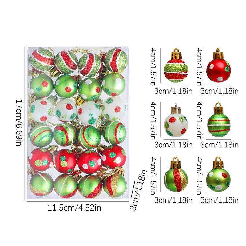 Christmas Ball Ornaments 24 Pieces Holiday Globes Set 1.18inch Christmas Ornaments Set For Dance Party Wedding Yard Indoor Front