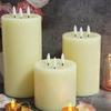 3-Pack 3 Wicks Flameless LED Candles Pillar Candle Real Wax LED Candle for Wedding Home Hotel Decoration Big LED Candle