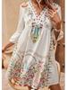 2026 Women's Summer V-neck Lace Patchwork Casual Printed Dress