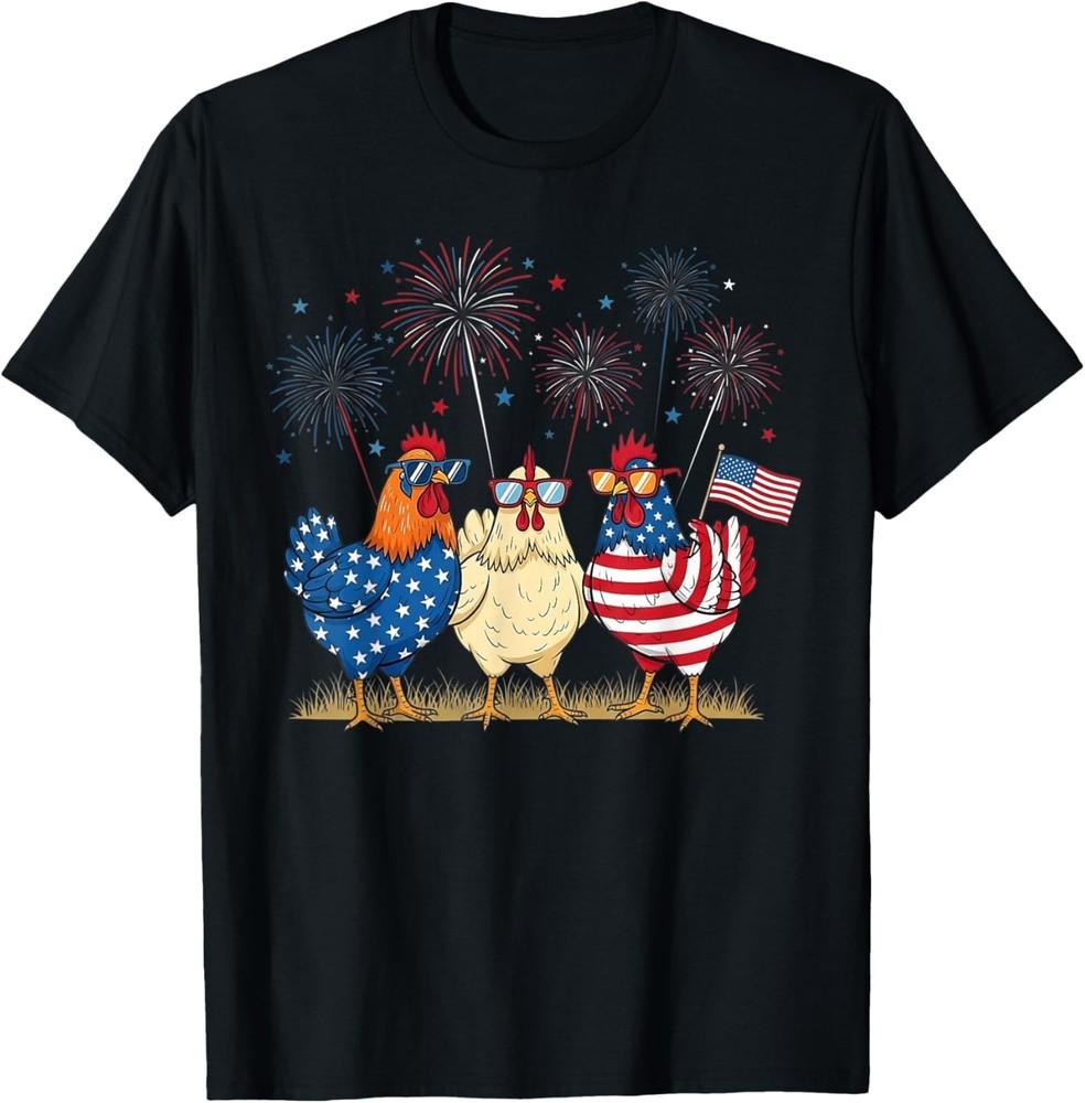 Patriotic Chicken Squad July 4th Humor American Flag Women T-Shirt Unisex T-Shirt XXXL