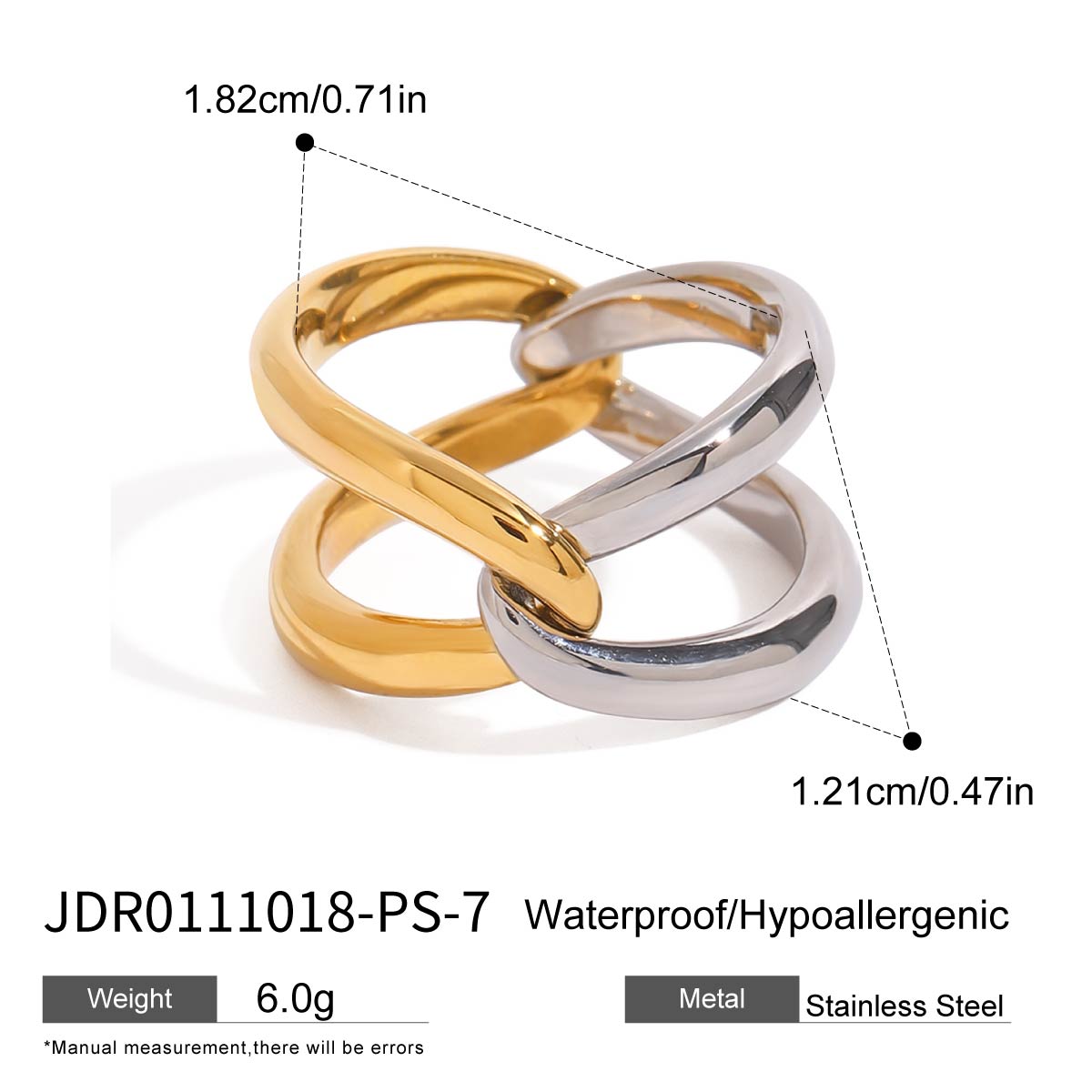 

Youthway Minimalist Statement Stainless Steel Smooth Line Double-Layer Hollow Ring Set Women Jewelry Daily Wear 7