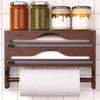 Bambus 2 Fach Frischhaltefolie Zinn Folie Cutter Box mit Küche Papier Wand Montiert Papier Handtuch Organizer
