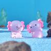 6Pcs Luminous Mini Resin Pink Axolotl Tiny For Diy Craft Garden Landscape Dollhouse Ornament Potted Plants Decorations