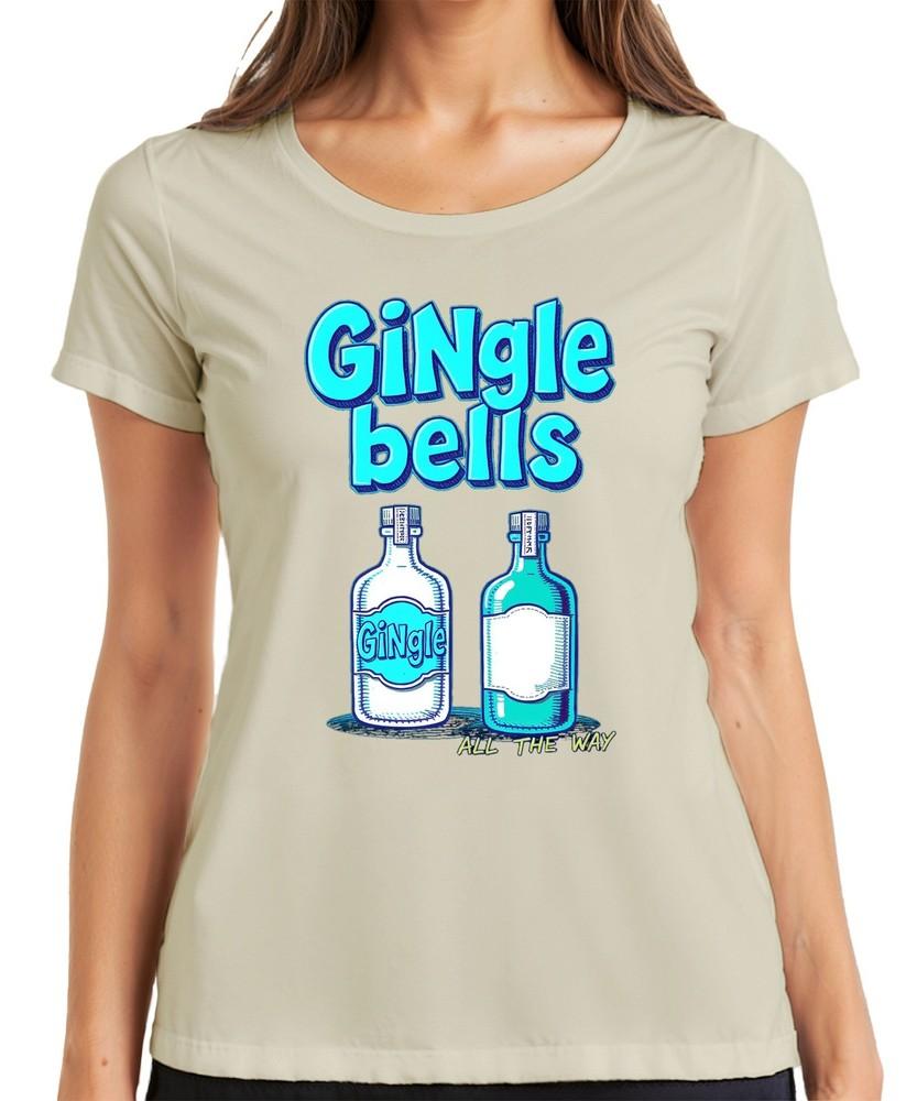 Gingle Bells Christmas Gin Gift Gin Lovers All The Way Ladies TShirt