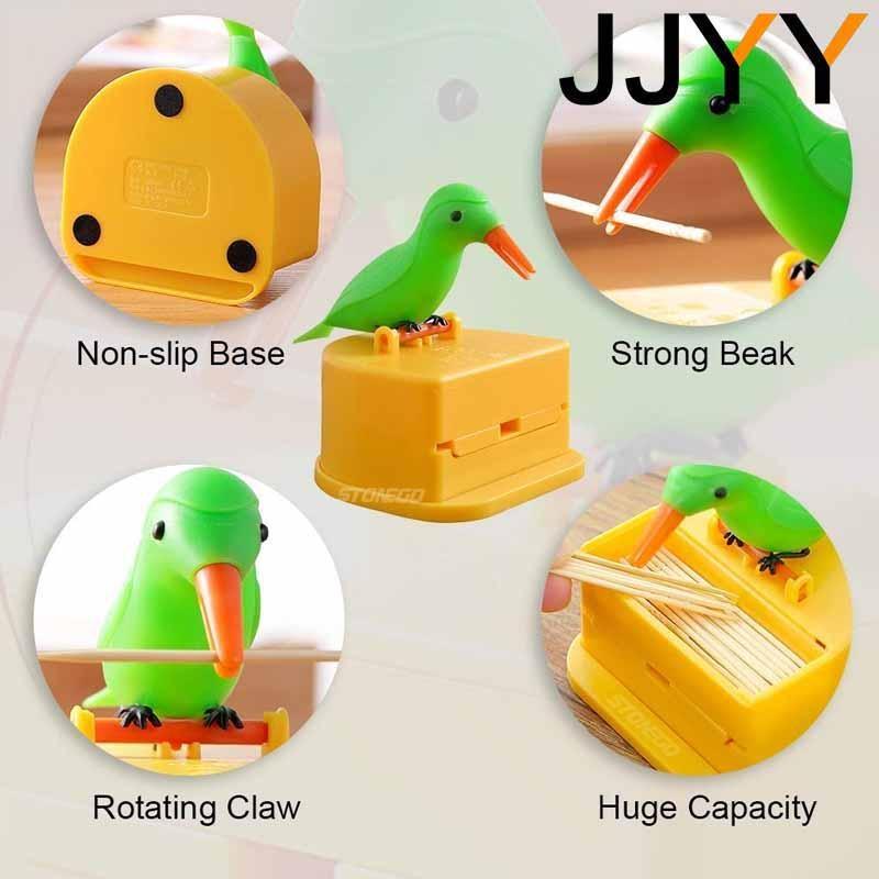 JJYY Detachable Toothpick Storage Box Bird Toothpick Box Dispenser Automatic Push-type Toothpick Holder Table Decoration Holder