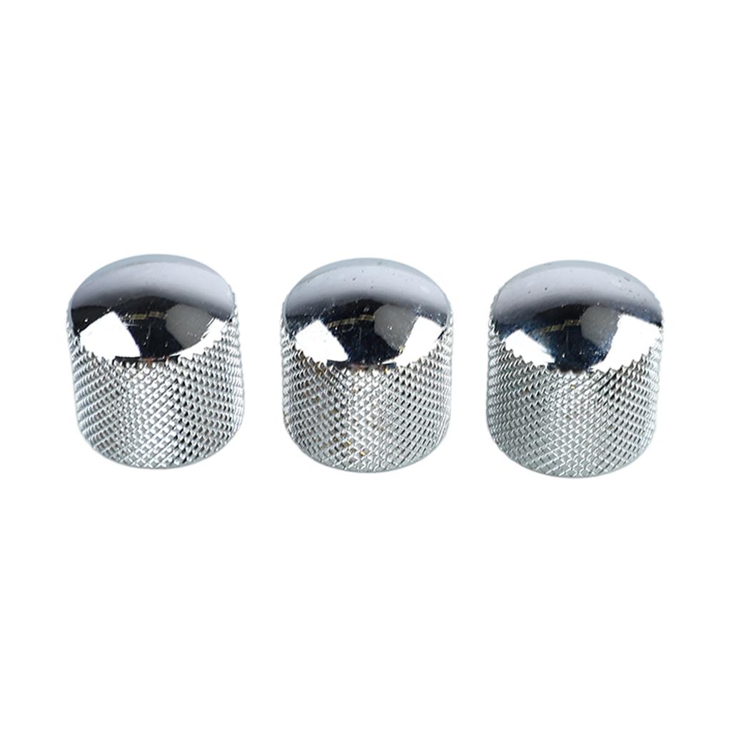 3Pcs Silver Electric Bass Volume Knob Electric Guitar Volume Tuning Potentiometer Control Knob