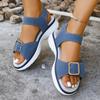 Sandali da donna estivi piatti con suola spessa, modello ciabatta con cinturino in velcro, calzature casual romane da spiaggia, disponibili in taglie grandi.