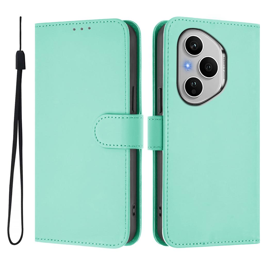 For Honor 400 Pro 5G (Global) Case Solid Color Wallet Leather Phone Cover with Strap