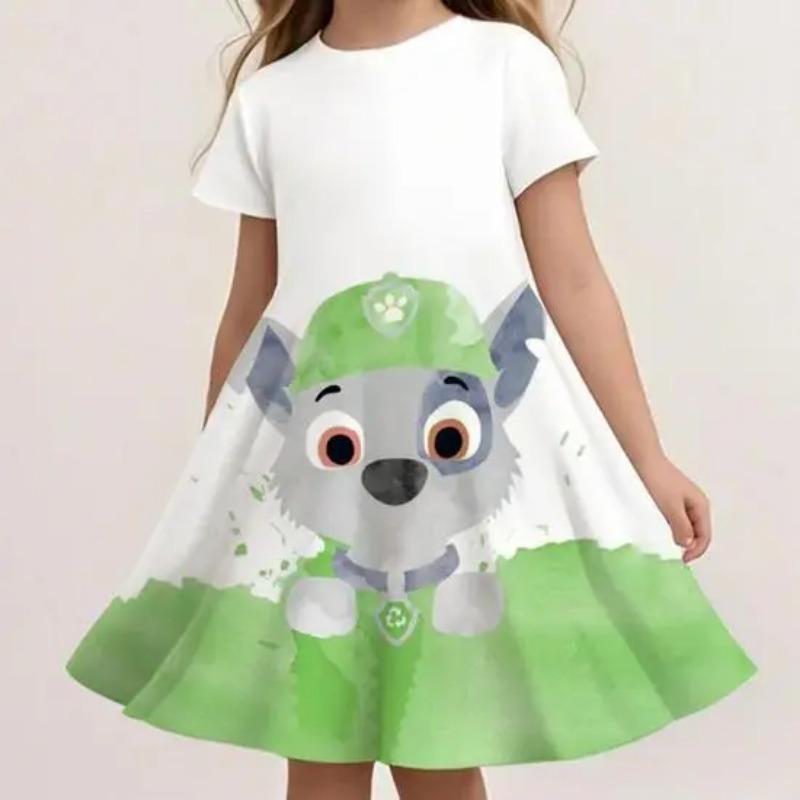 Cute Cartoon Paw Patrol Dress For Girls Summer Casual Beach Sundress Soft Lightweight Breathable