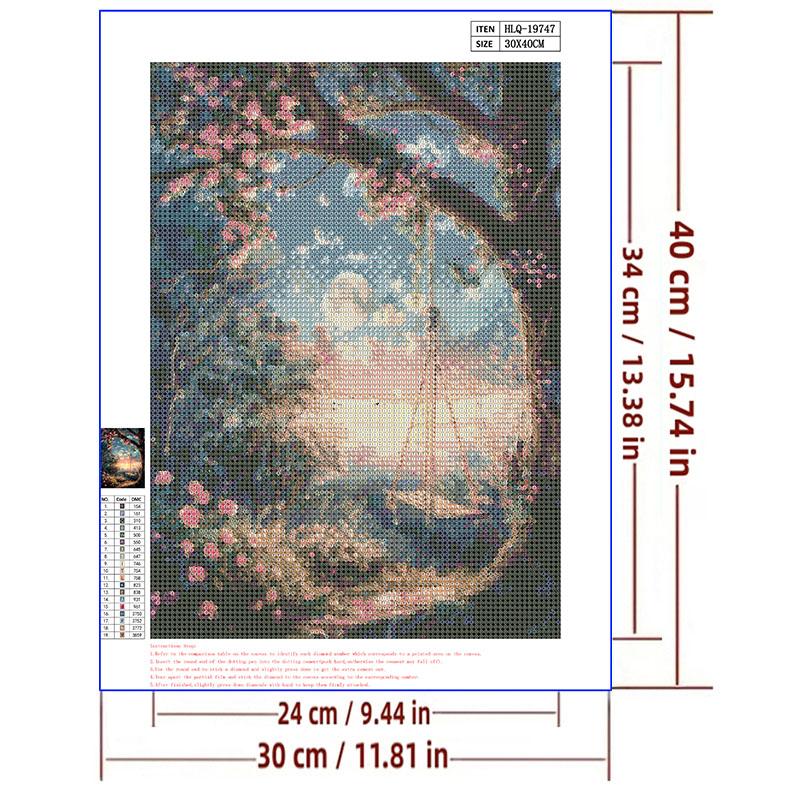 5d DIY Diamond Painting Cross Stitch Swing Scenery Diamond Embroidery Mosaic Full Round Drill Home Decor Crafts