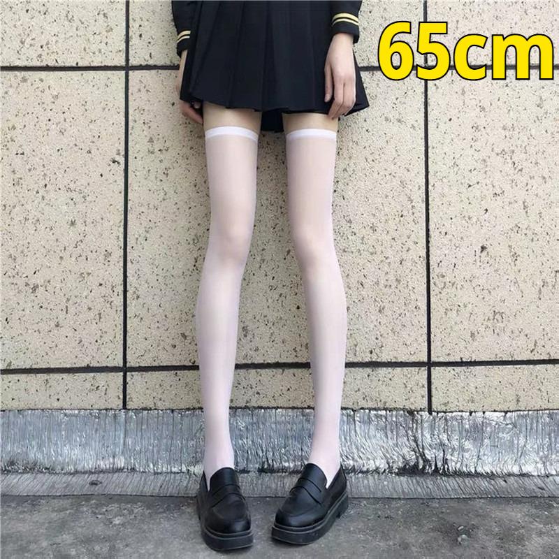 

20/32/40/52/65cm Lolita JK Style Summer Socks Silk Knee High Socks White Black Mid Tube Socks Nylon Ultra-thin Sexy Stockings One Size