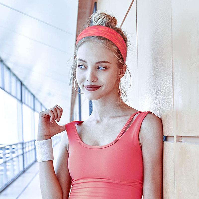 Hot! Stripes Gradient Unisex Headband Women Men Running Fitness Wide Turban Head Wrap Elastic Absorbing Sweat Sport Hair Bands