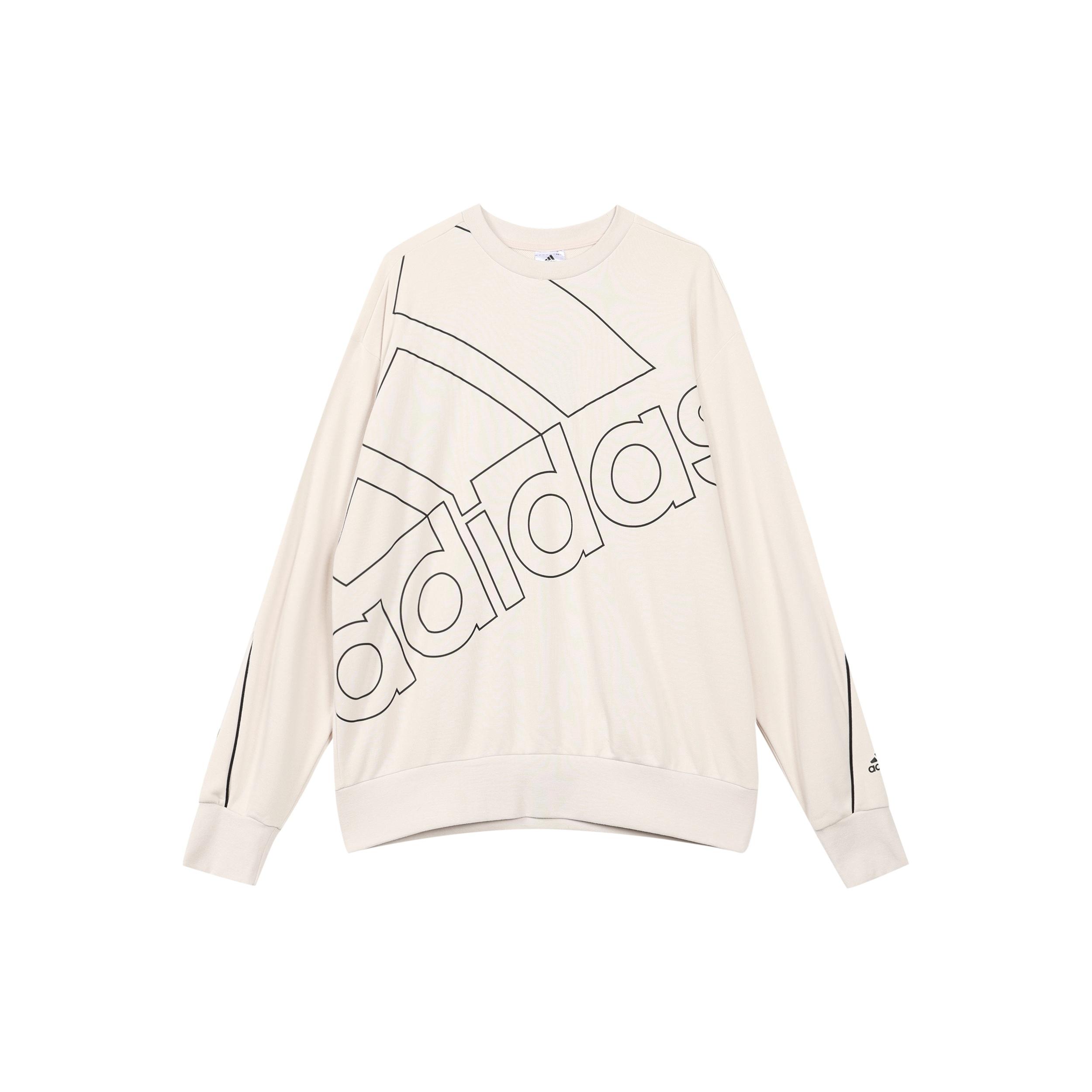 adidas U Favs Q1 Swt Logo Printing Sports Pullover Round Neck Bauxite Brown Men s GK9373 XXL