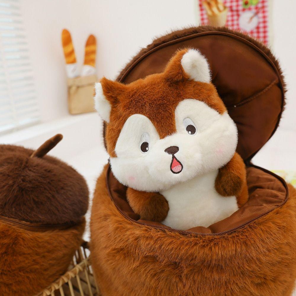 Esquilo destacável 2 em 1 brinquedos de pelúcia macios pelúcia animal macio bonecas decoração para casa