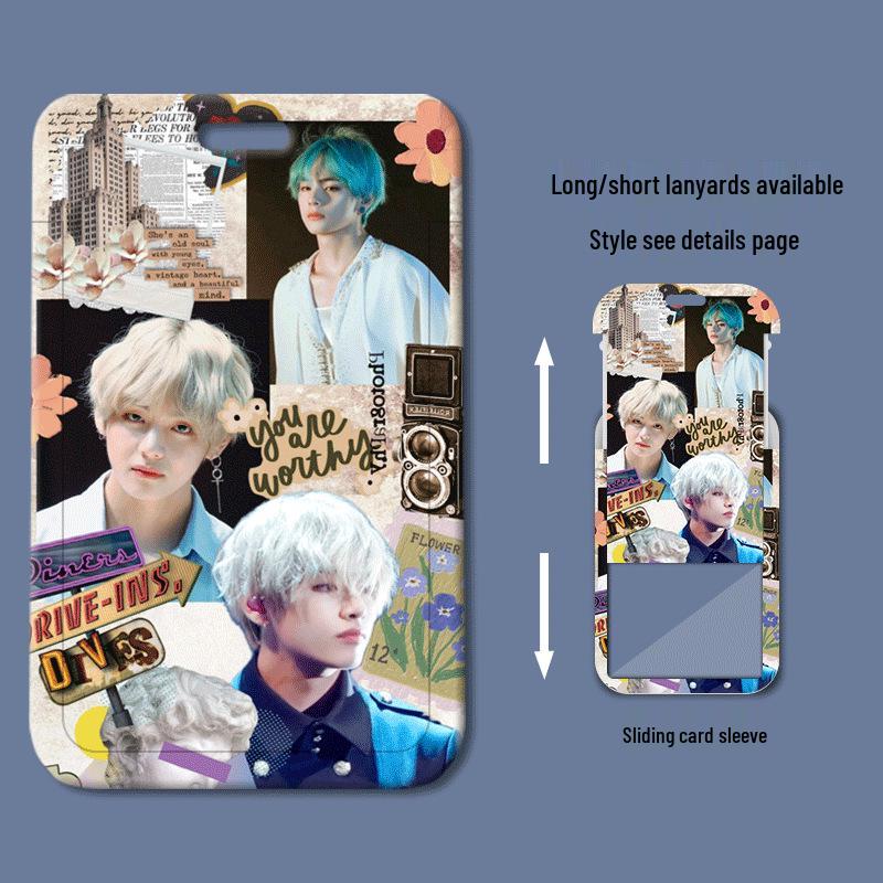 Kim Taehyung Sliding Plastic ID & Badge Holder for Students/Work/Bus Access