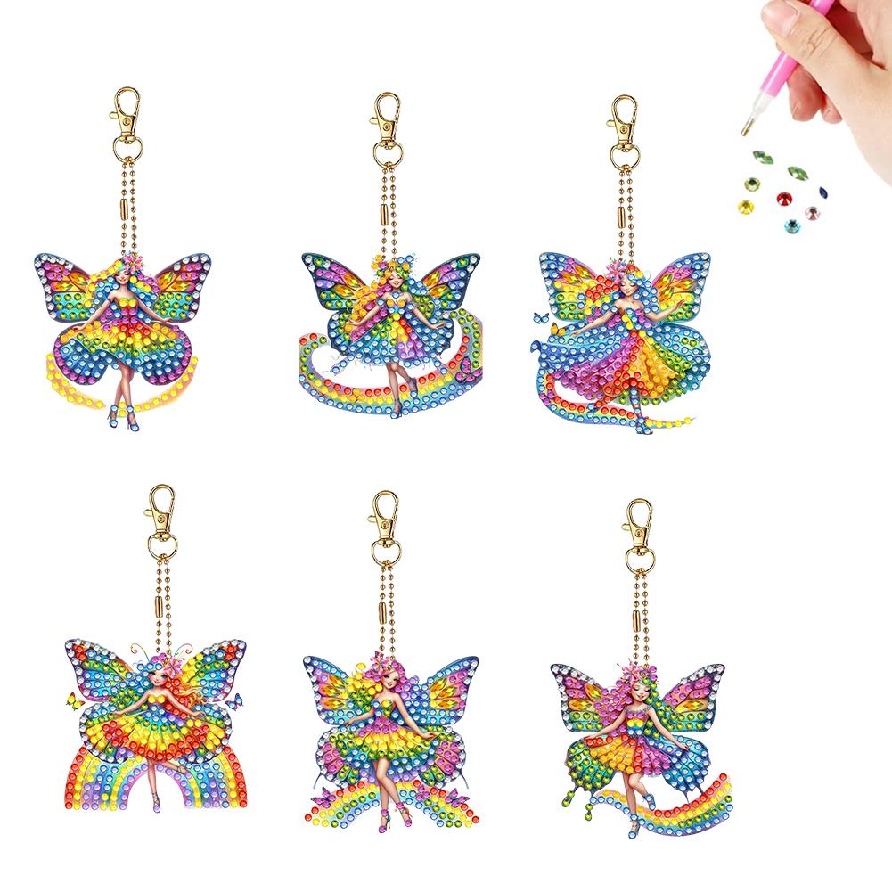 

6Pcs DIY Special Shape 5D Diamond Art Keychain Diamond Painting Keychain Diamond Art Painting Keychain Kit for Beginners