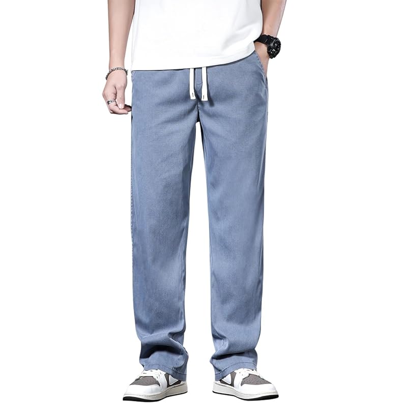 

[HMT] pants men s wide pants summer clothes easy pants cool Trousers large size sarouel pants Relaxing bottoms Plain color straight pants long pants