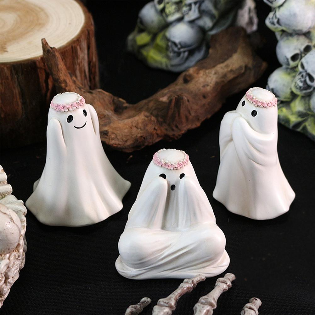 2/3pcs Halloween Cute Resin Ghost Holding Sculpture Resin Statue Halloween DIY Decoration Home Party Festival Originality Gift