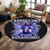Cappuccino Assassin with Lightning Background Print Round Rug, Living Room, Bedroom, Playroom Carpet, Non Slip Floor Mat, Gift