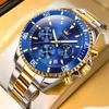OLEVS Fashionable Business Popular Quartz Watch Waterproof Analog Watch Date Metal Band Casual Easy to Read Fashion Arm Watch Blue Dial Stainless