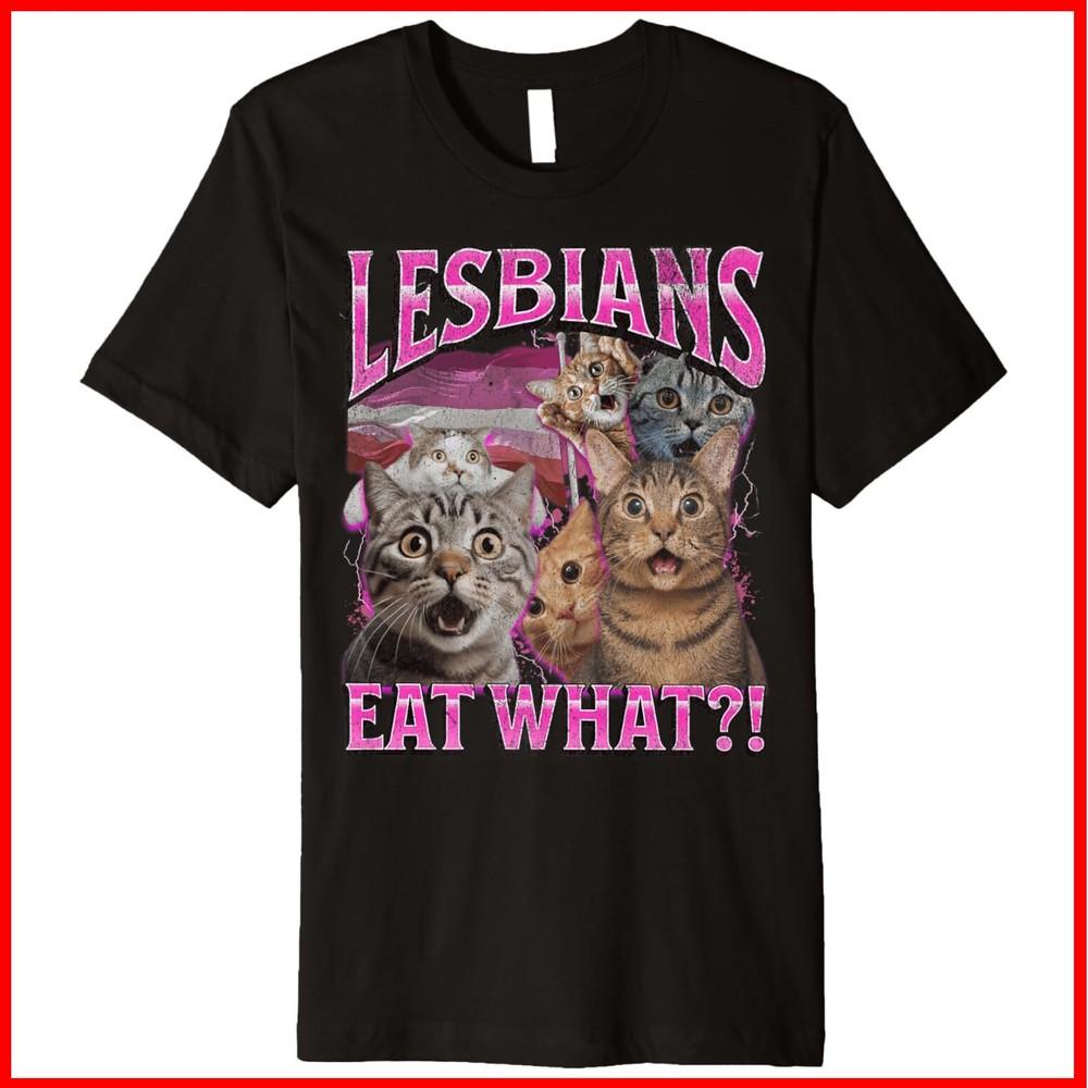 Lesby jedí co?! Vtipné Kočka Gay Pride LGBTQ Černé Bavlněné Tričko Unisex Tričko