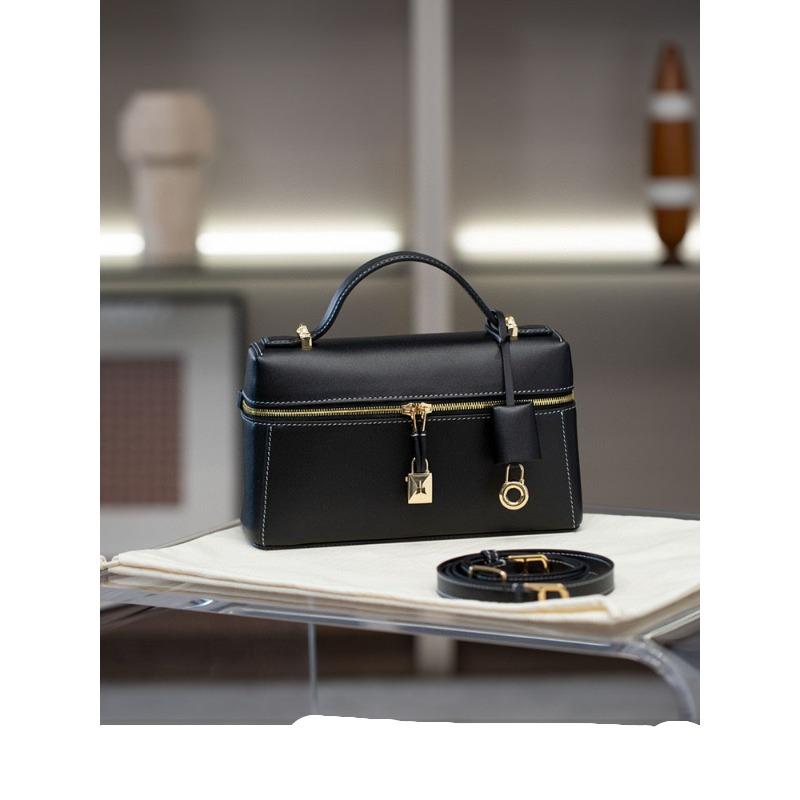 High Quality Retro Box Bag 23cm Tire Cow Grain Cowhide Vintage Style Handbag Single Shoulder Crossbody Women's Bag Trendy