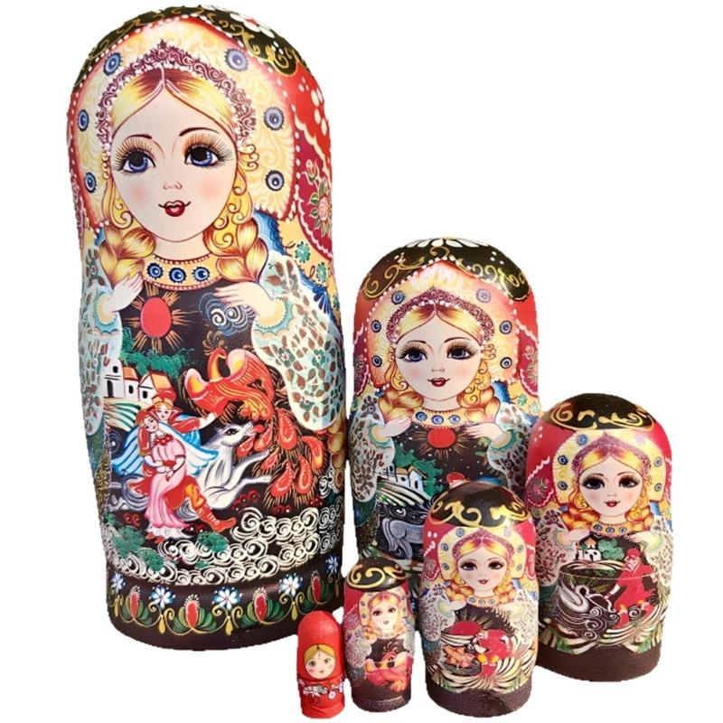 

Premium Wooden Stacking Dolls Set Of 7 Cultural Educational Toy For Toddler Safe Paint Early Learning Tools 1