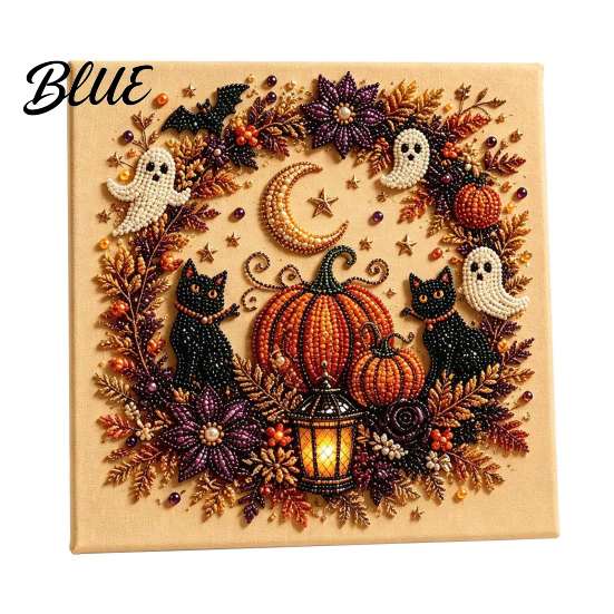 Stress Relief Creative Hobbies Halloween Faux Pearl Art DIY Kit Spooky Cute 3D Diamond Painting Paint Free Bead Set Craft Witch Black Cat