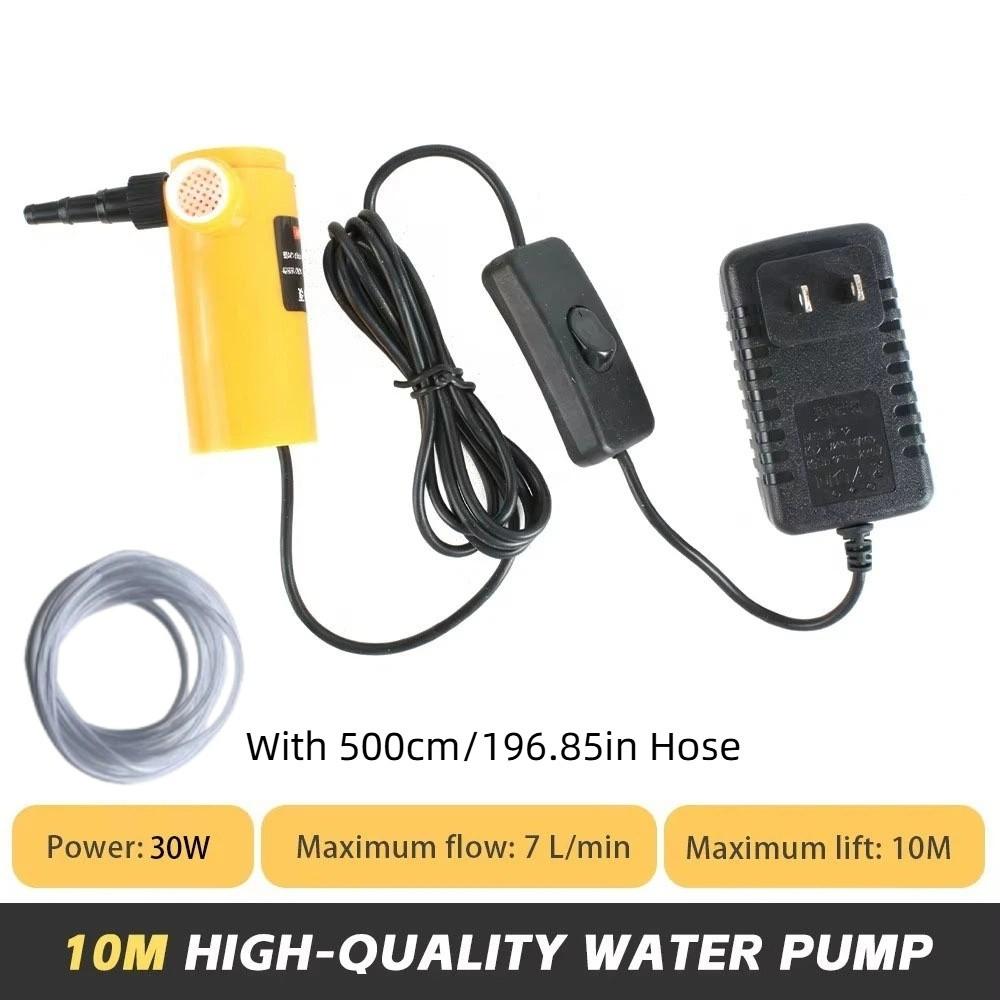 Low Noise Mini Submersible Pump Lift 10/15M with Water Hose Aquarium Water Change Pump Self-priming with Switch