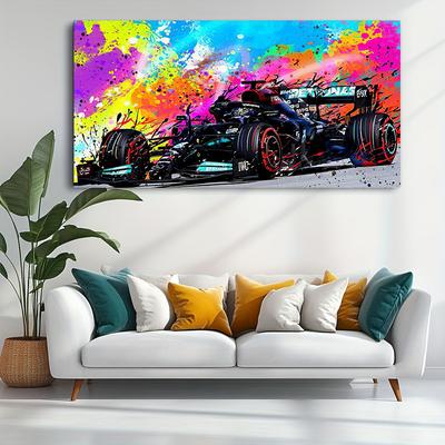 Modern Popular Colorful Canvas Painting, Race Car, Wall Art, Graffiti Posters, Picture for Living Room, Home Decor
