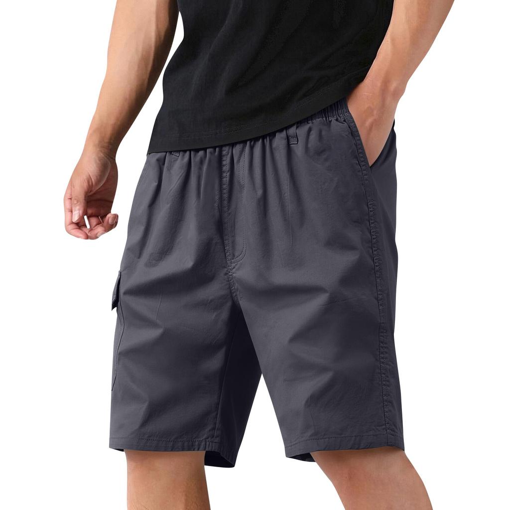 Men's Lightweight Summer Cargo Shorts Multi Pocket Casual Work Shorts Elastic Waist Outdoor Functional Short Pants for Men