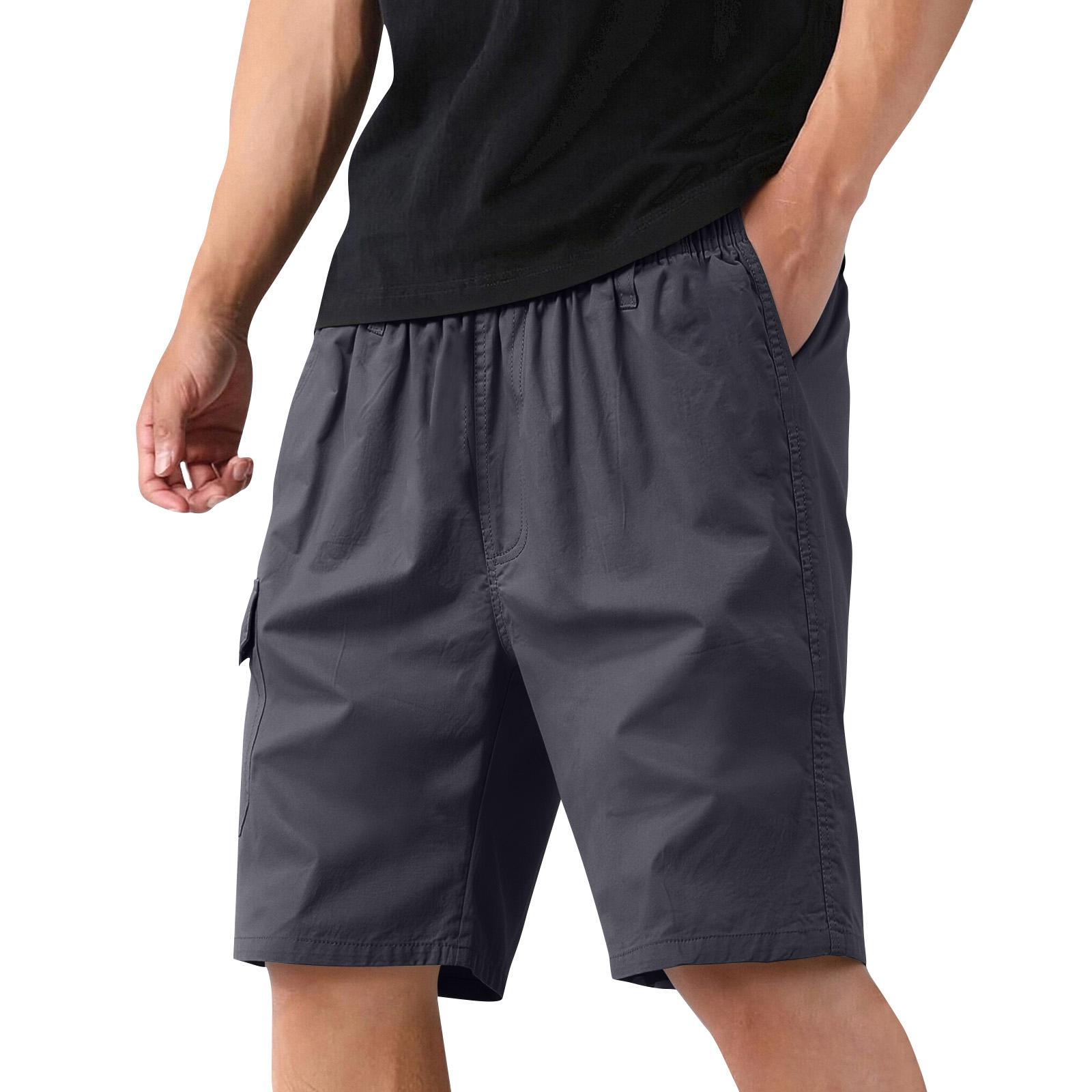 Men’s Lightweight Casual Multi Pocket Cargo Shorts Loose Fit Summer Breathable Elastic Waist Outdoor Shorts XXXXL