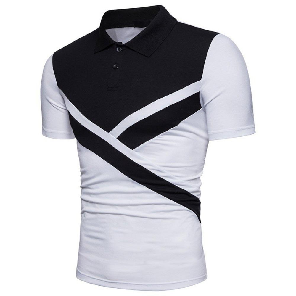 Summer Men's Casual Splicing Three-dimensional Men's Top Short Sleeved Lapel Polo Shirt Fashionable