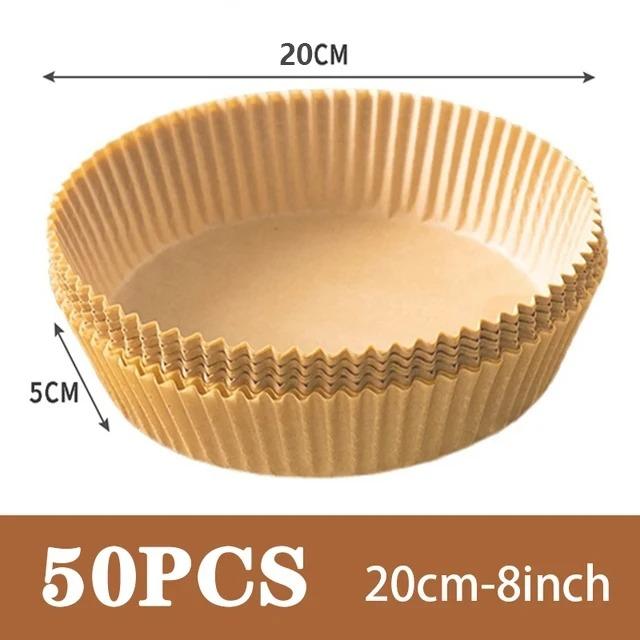50/100Pcs Air Fryer Disposable Paper Square Round Baking Paper Barbecue Plate NonStick Mat Kitchen Oven Oil Absorbing Paper Tool