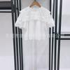 2026 French Niche White Lace-Up Flutter Sleeve Top & Loose Mid-Length Pants Set