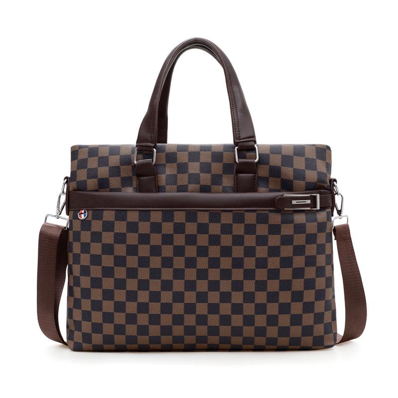 Men's Plaid Handbag: Business One-Shoulder Classic, 14-inch Laptop Briefcase