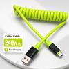 111W Type C To Type C Super Fast Charging Cable Telescopic High Power Charger Cord Spring USB C Cable for Xiaomi iPhone Samsung