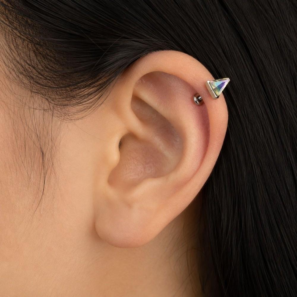 Stainless Steel Flat Back Stud Crystal Cone Cartilage Earring Gifts Piercing Stud  Ear Piercing